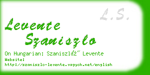 levente szaniszlo business card